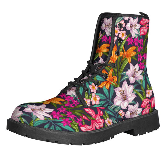 Tropical Flowers Pattern Print Backpack
