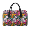 Tropical Flowers Pattern Print Leather Duffel Bag