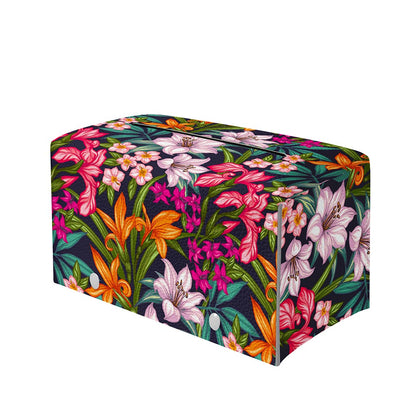 Tropical Flowers Pattern Print Leather Tissue Box Cover