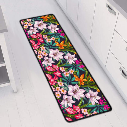 Tropical Flowers Pattern Print Long Kitchen Mat