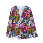 Tropical Flowers Pattern Print Long Sleeve Short Coat