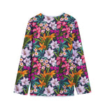 Tropical Flowers Pattern Print Long Sleeve Short Coat