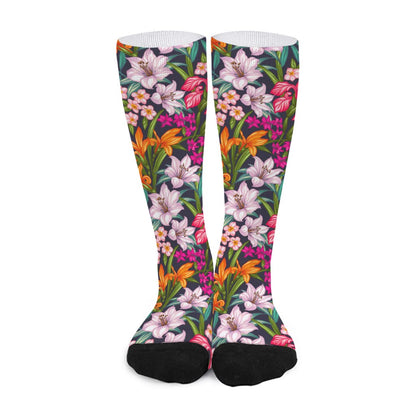 Tropical Flowers Pattern Print Long Socks