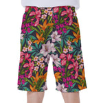 Tropical Flowers Pattern Print Men's Beach Shorts