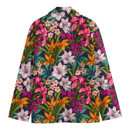 Tropical Flowers Pattern Print Men's Blazer