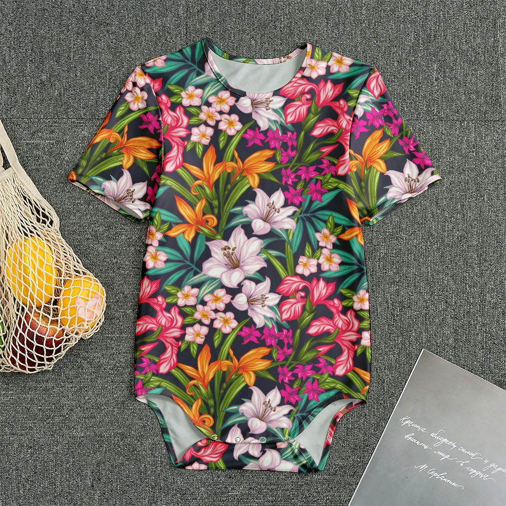 Tropical Flowers Pattern Print Men's Bodysuit