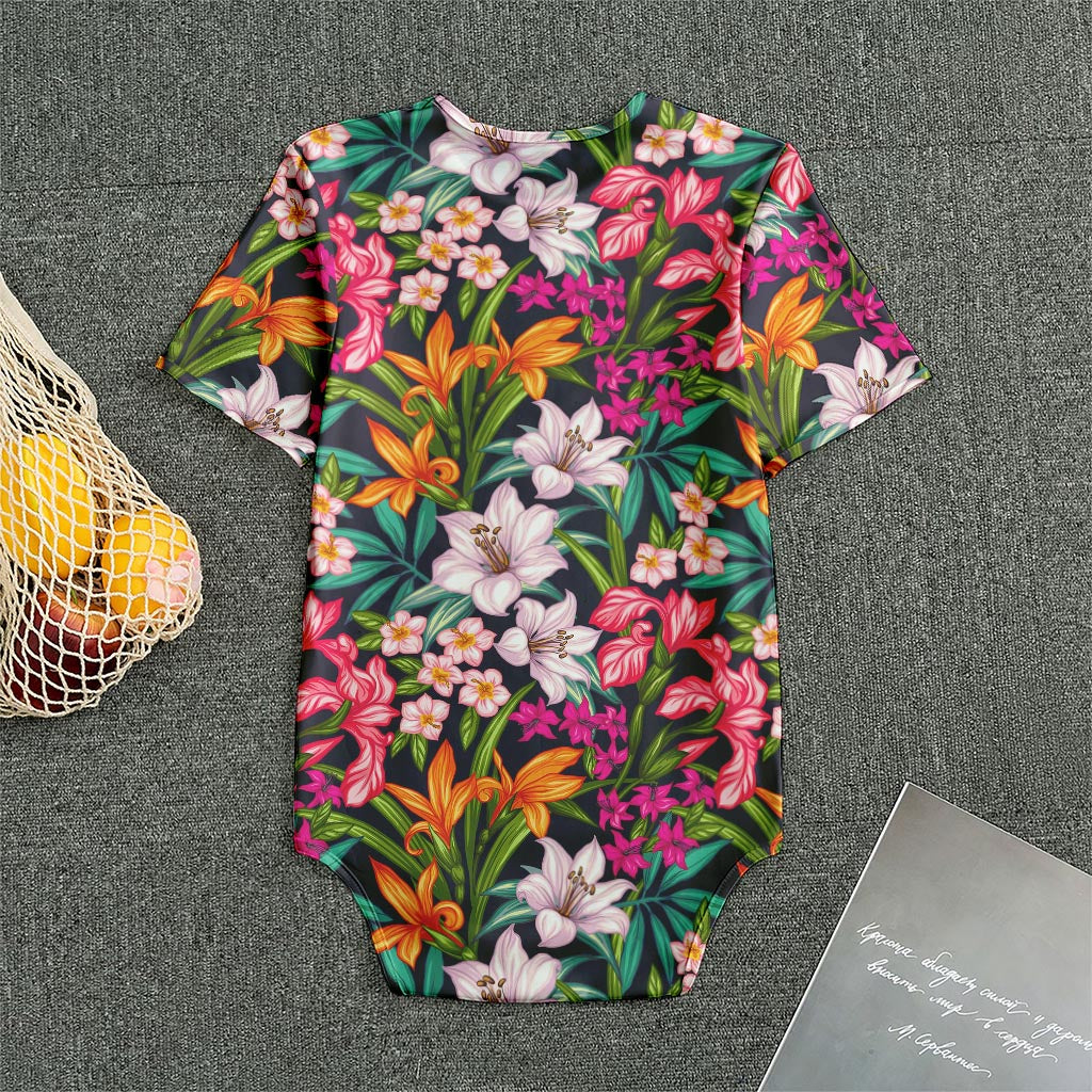 Tropical Flowers Pattern Print Men's Bodysuit
