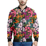 Tropical Flowers Pattern Print Men's Bomber Jacket