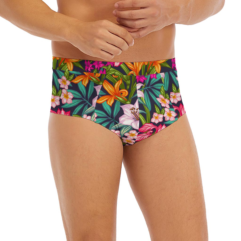Tropical Flowers Pattern Print Men's Briefs