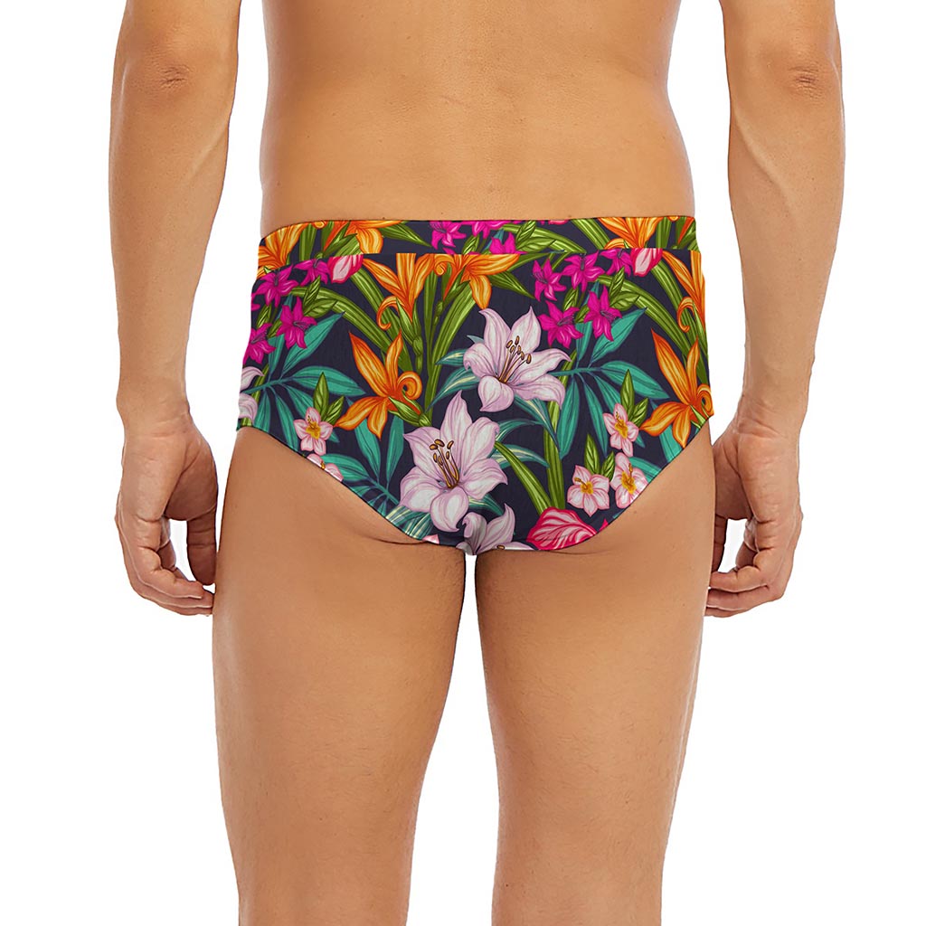 Tropical Flowers Pattern Print Men's Briefs