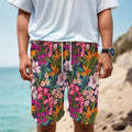 Tropical Flowers Pattern Print Men's Cargo Shorts