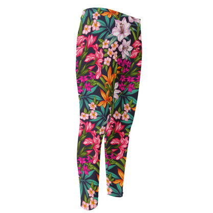 Tropical Flowers Pattern Print Men's Compression Pants