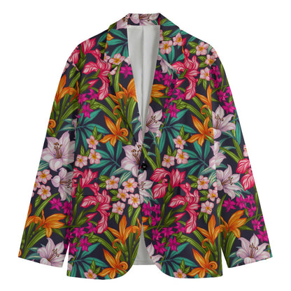 Tropical Flowers Pattern Print Men's Cotton Blazer