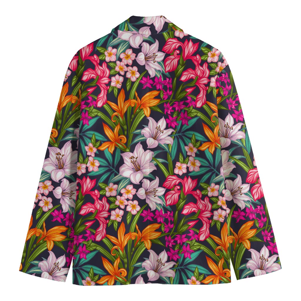 Tropical Flowers Pattern Print Men's Cotton Blazer