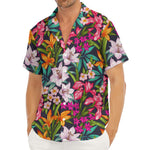 Tropical Flowers Pattern Print Men's Deep V-Neck Shirt