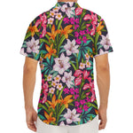 Tropical Flowers Pattern Print Men's Deep V-Neck Shirt