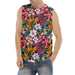 Tropical Flowers Pattern Print Men's Fitness Tank Top