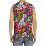 Tropical Flowers Pattern Print Men's Fitness Tank Top