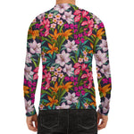 Tropical Flowers Pattern Print Men's Long Sleeve Rash Guard
