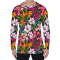 Tropical Flowers Pattern Print Men's Long Sleeve T-Shirt
