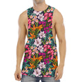 Tropical Flowers Pattern Print Men's Muscle Tank Top