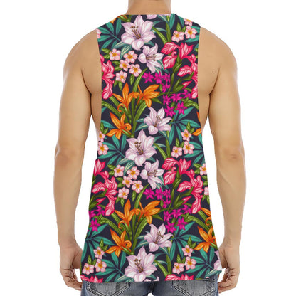 Tropical Flowers Pattern Print Men's Muscle Tank Top