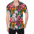 Tropical Flowers Pattern Print Men's Shirt