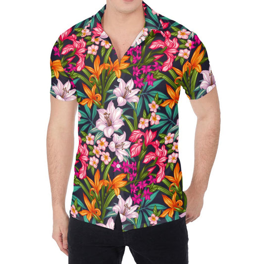 Tropical Flowers Pattern Print Men's Shirt