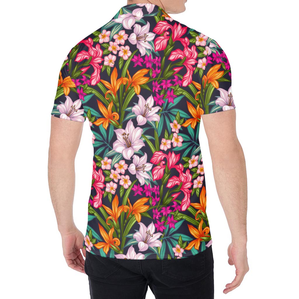 Tropical Flowers Pattern Print Men's Shirt
