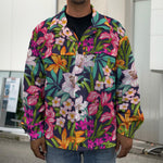 Tropical Flowers Pattern Print Men's Shirt Jacket