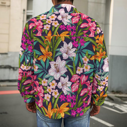 Tropical Flowers Pattern Print Men's Shirt Jacket