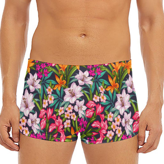 Tropical Flowers Pattern Print Men's Short Boxer Briefs