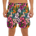 Tropical Flowers Pattern Print Men's Split Running Shorts