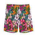 Tropical Flowers Pattern Print Men's Athletic Shorts