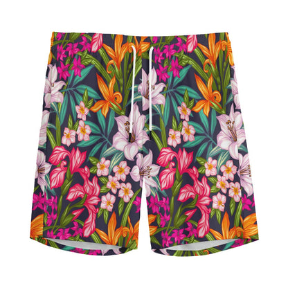 Tropical Flowers Pattern Print Men's Sports Shorts