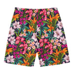 Tropical Flowers Pattern Print Men's Swim Trunks