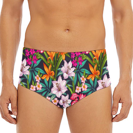 Tropical Flowers Pattern Print Men's Triangle Swim Briefs