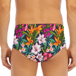 Tropical Flowers Pattern Print Men's Triangle Swim Briefs