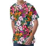 Tropical Flowers Pattern Print Men's Velvet T-Shirt