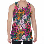 Tropical Flowers Pattern Print Men's Velvet Tank Top