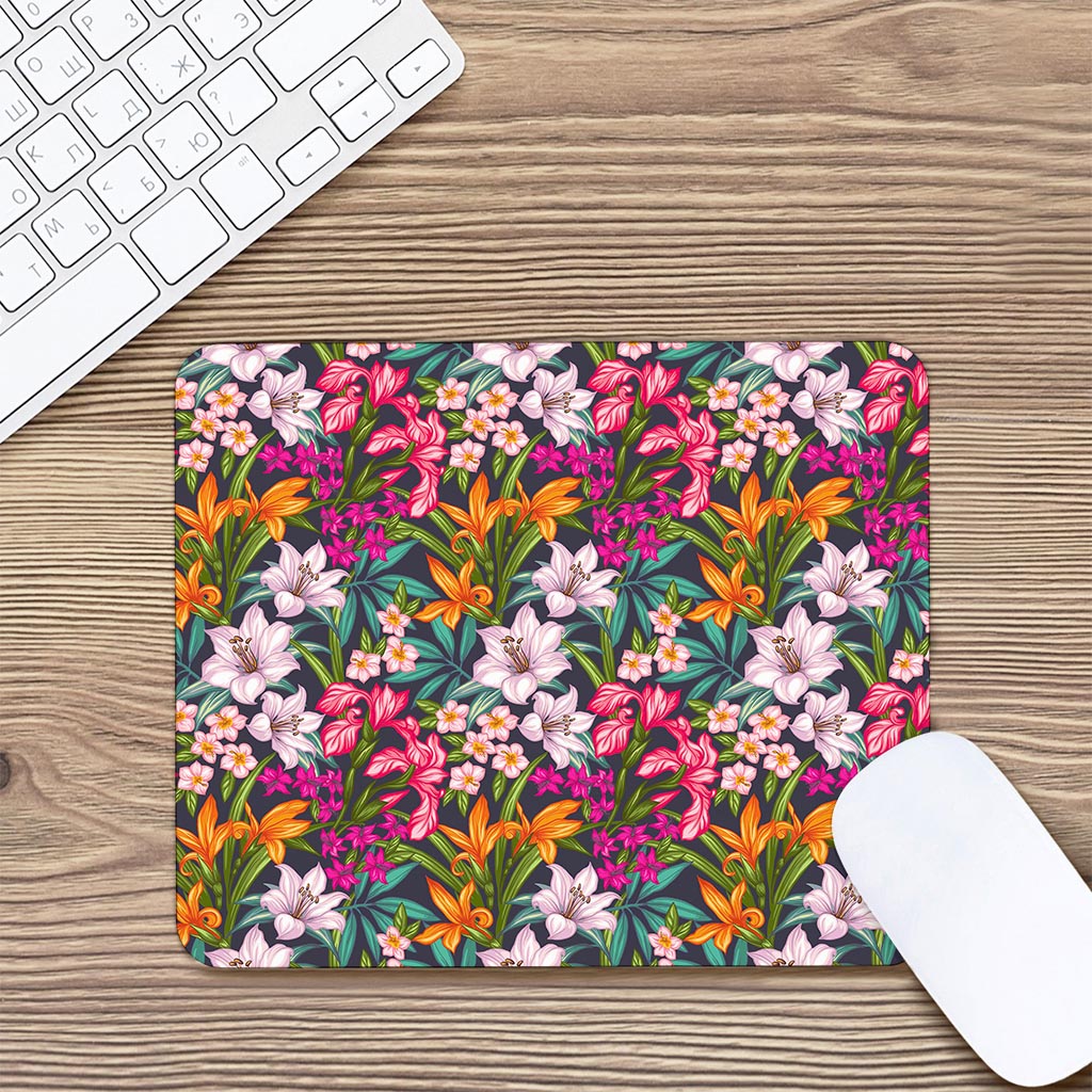 Tropical Flowers Pattern Print Mouse Pad