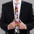 Tropical Flowers Pattern Print Necktie