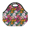 Tropical Flowers Pattern Print Neoprene Lunch Bag