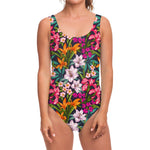 Tropical Flowers Pattern Print One Piece Swimsuit