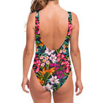 Tropical Flowers Pattern Print One Piece Swimsuit