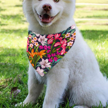 Tropical Flowers Pattern Print Over The Collar Dog Bandana