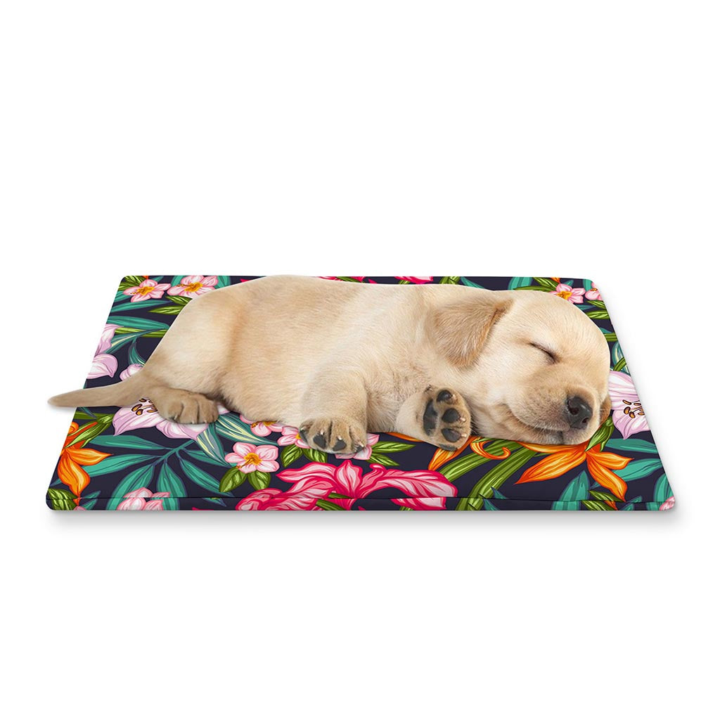 Tropical Flowers Pattern Print Pet Cooling Mat Cover