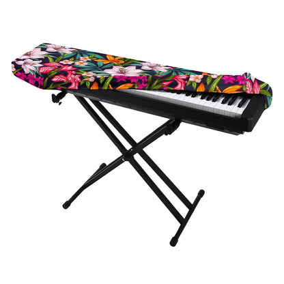 Tropical Flowers Pattern Print Piano Keyboard Cover
