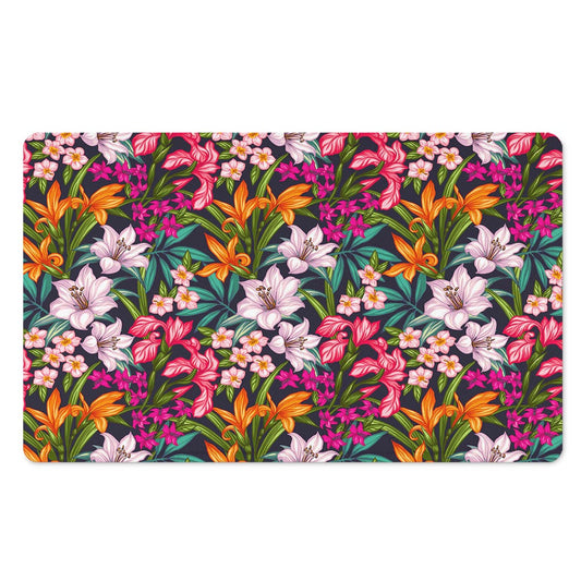 Tropical Flowers Pattern Print Polyester Doormat