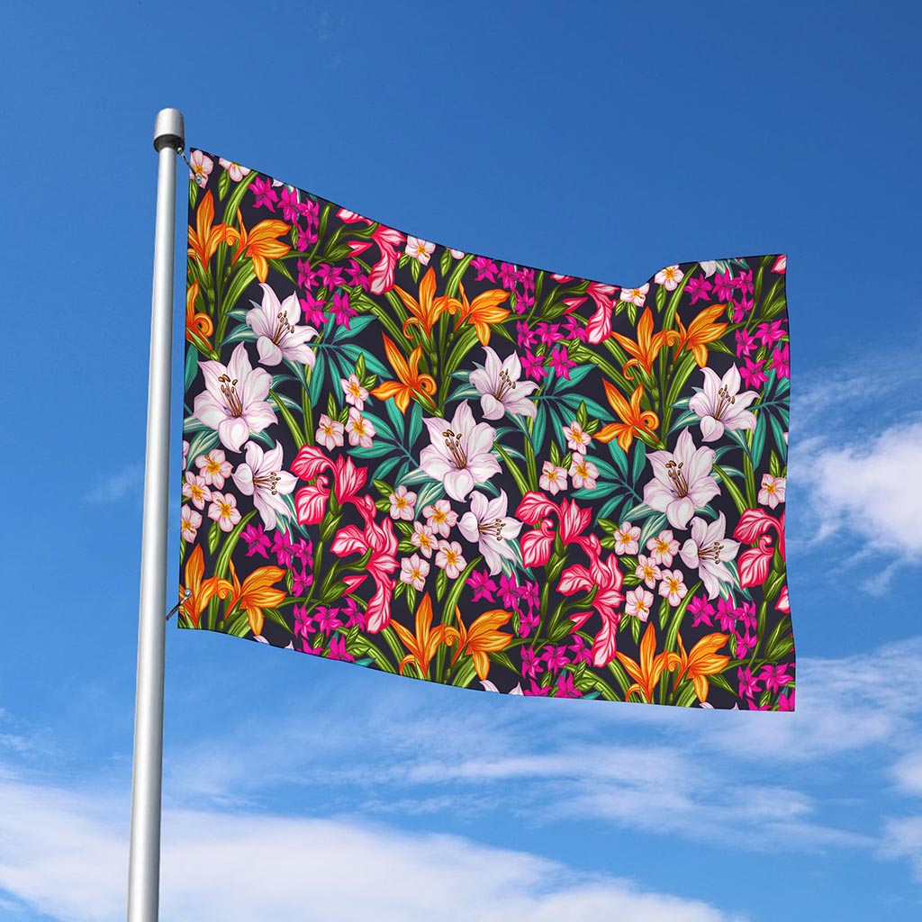 Tropical Flowers Pattern Print Polyester Flag